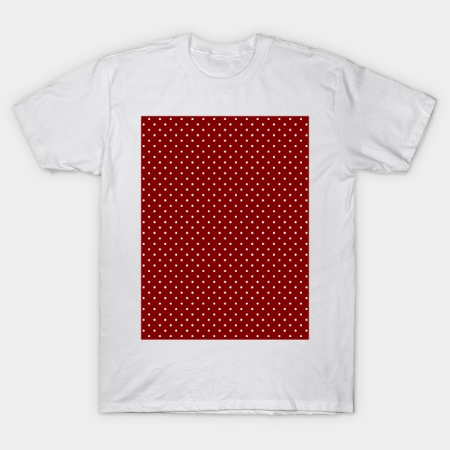 Large White Polka Dots On Dark Christmas Candy Apple Red T-Shirt by podartist